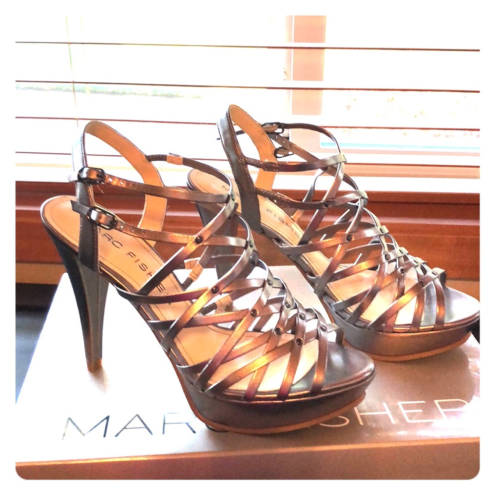 Marc Fisher Pewter Caged Platform Heel